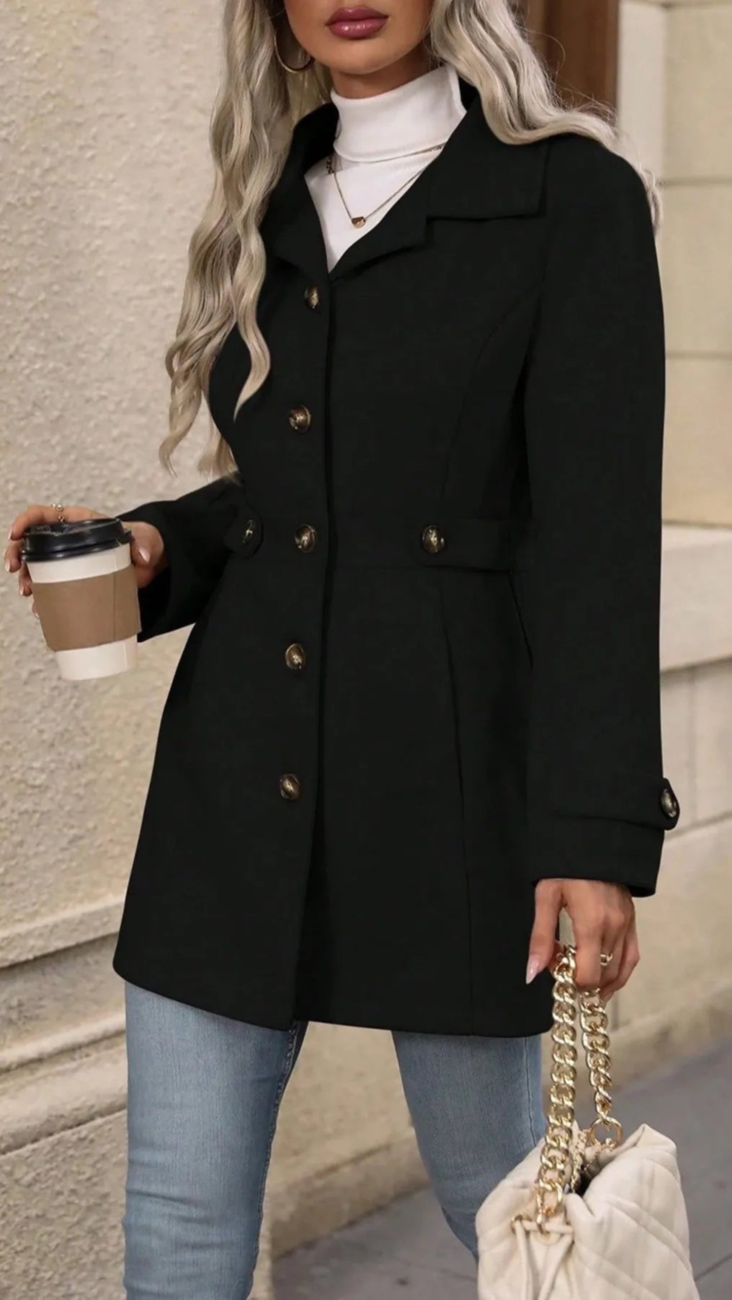 Button Up Long Sleeve Coat | Easy Pickins