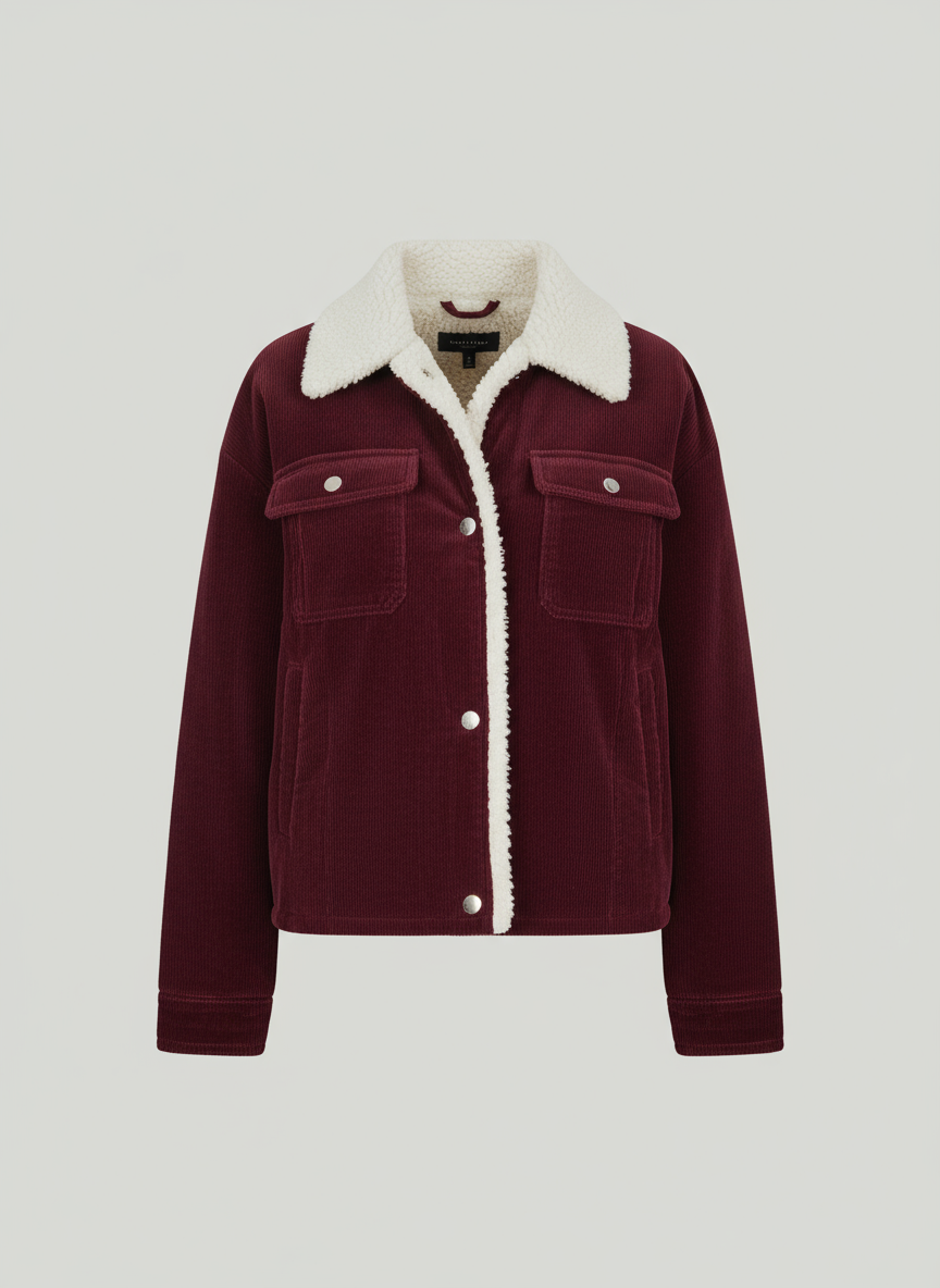 Sherpa Collar Corduroy Button-Up Jacket | Easy Pickins