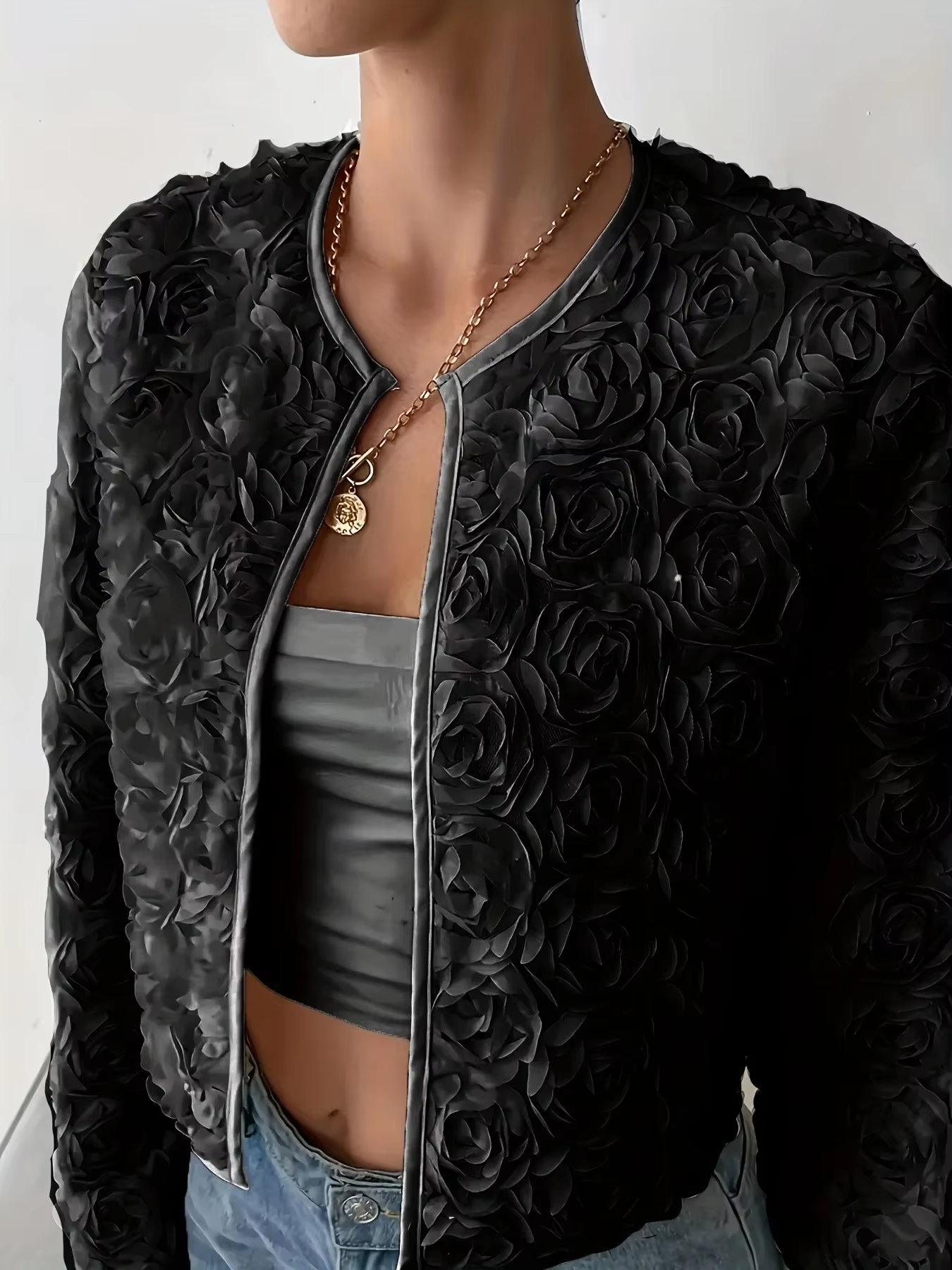 Mixed Fabric Chic Jacket