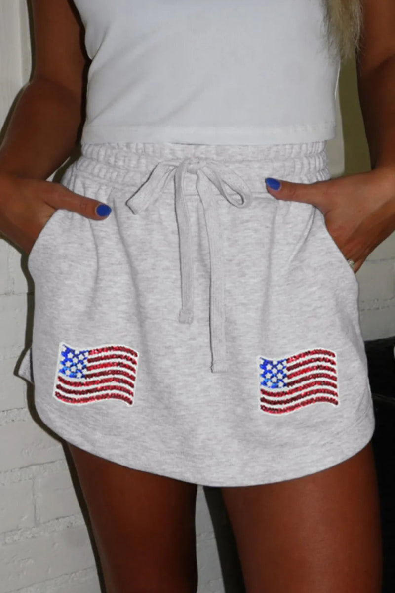 American Flag Embroidered Drawstring Casual Skirt - Easy Pickins Store