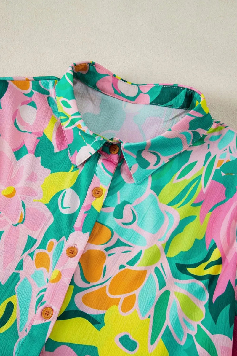Button Down Floral Puff Sleeve Babydoll Dress - Easy Pickins Store