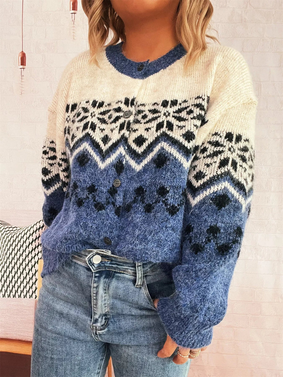 Christmas Button Up Drop Shoulder Cardigan - Easy Pickins Store