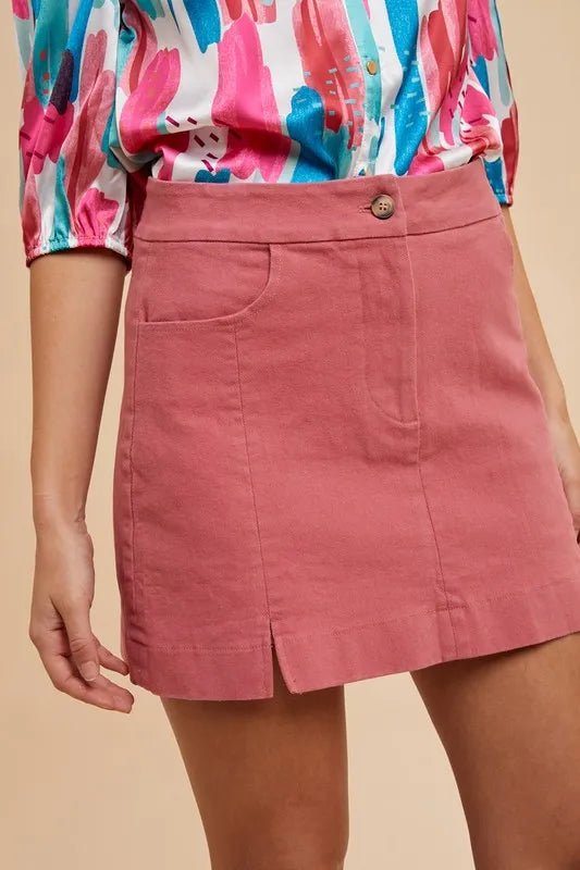 Comfort Stretch Cotton Slit Detailed Mini Skirt - Easy Pickins Store