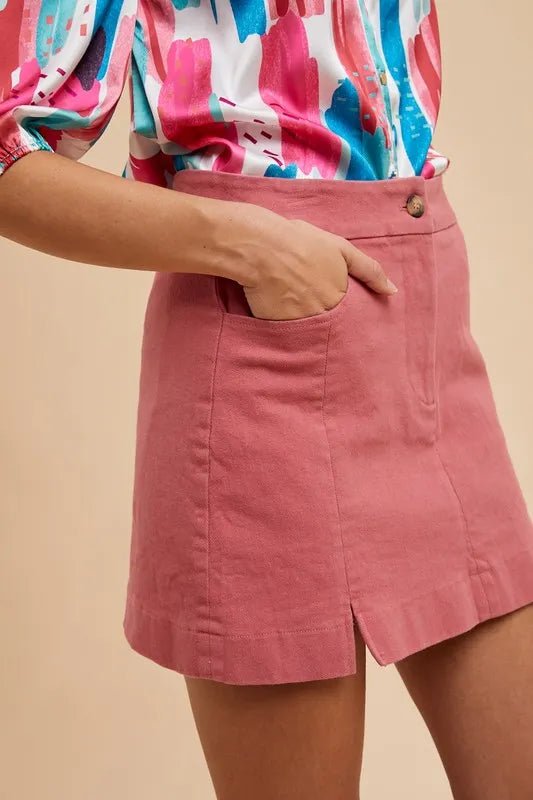 Comfort Stretch Cotton Slit Detailed Mini Skirt - Easy Pickins Store