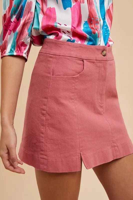 Comfort Stretch Cotton Slit Detailed Mini Skirt - Easy Pickins Store