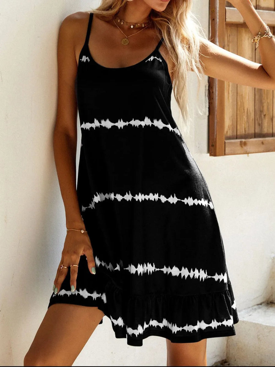 Contrast Printed Scoop Neck Mini Cami Dress - Easy Pickins Store