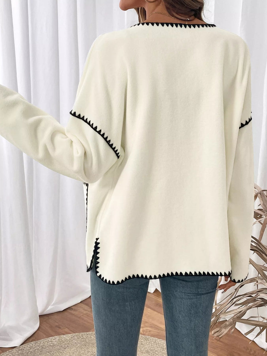 Contrast Trim Button Up Jacket - Easy Pickins Store