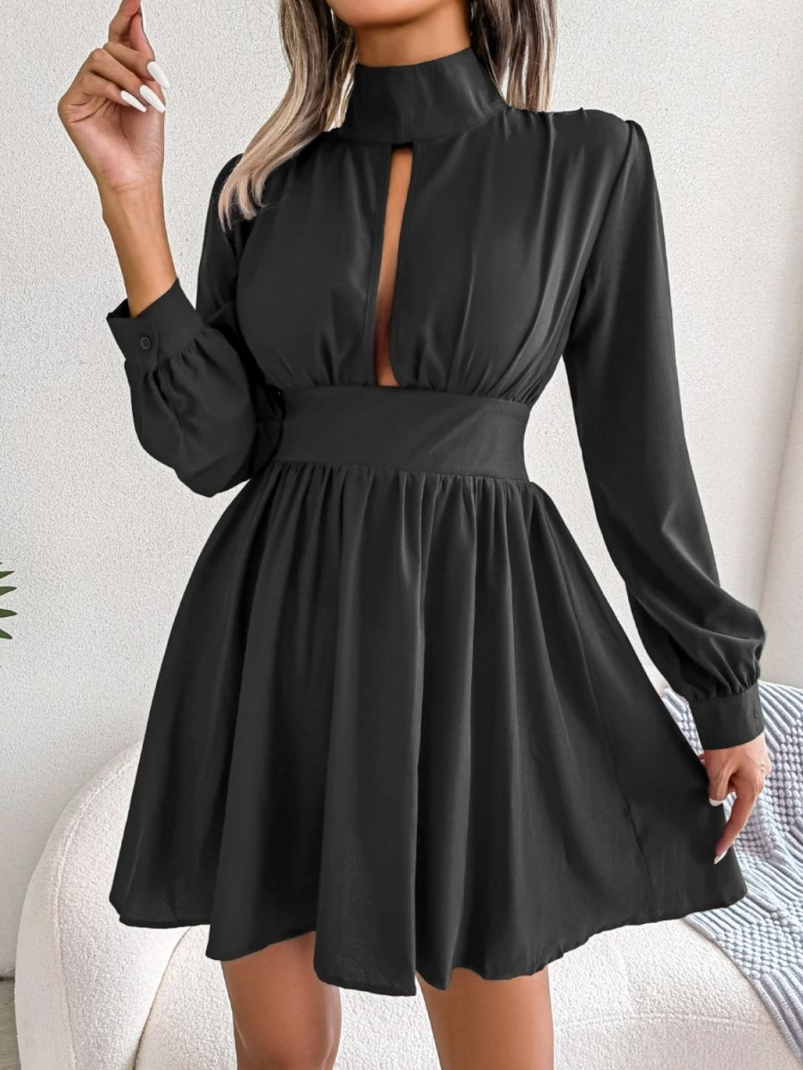 Cutout Turtleneck A - Line Mini Dress - Easy Pickins Store