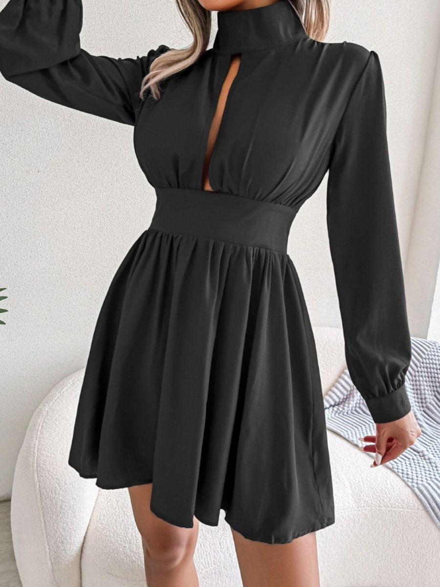 Cutout Turtleneck A - Line Mini Dress - Easy Pickins Store