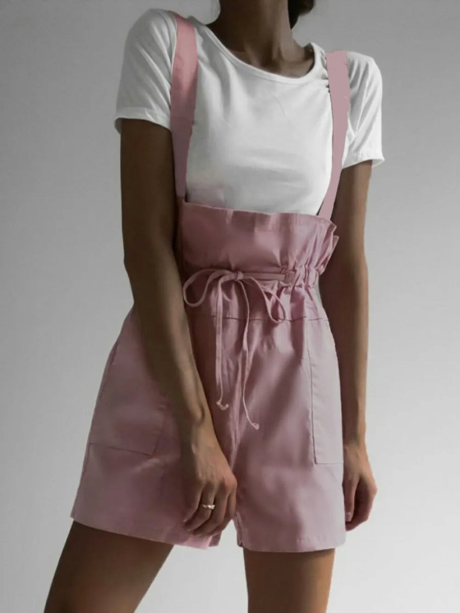 Drawstring Wide Strap Overalls with Pockets - Easy Pickins Store