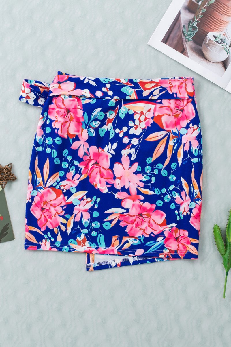 Floral Tied Mini Skirt - Easy Pickins Store