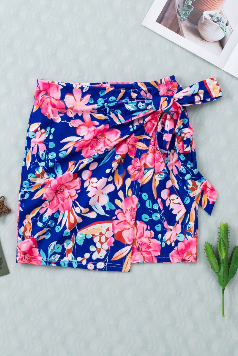 Floral Tied Mini Skirt - Easy Pickins Store