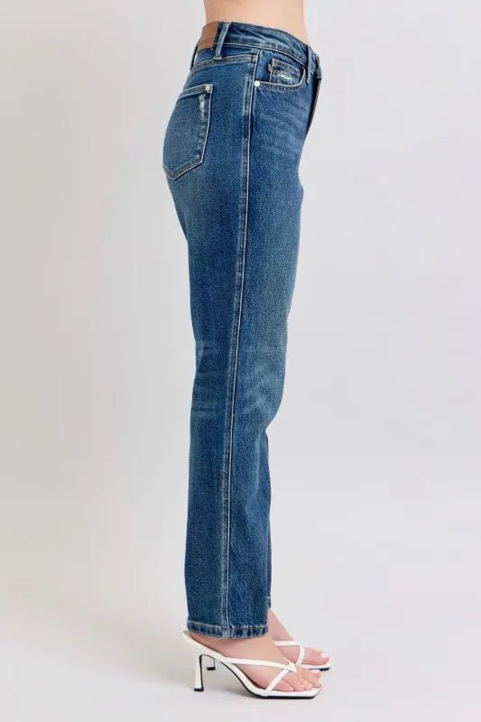 Full Size High Waisted Rigid Magic Non - destroy Straight Leg Jeans - Easy Pickins Store
