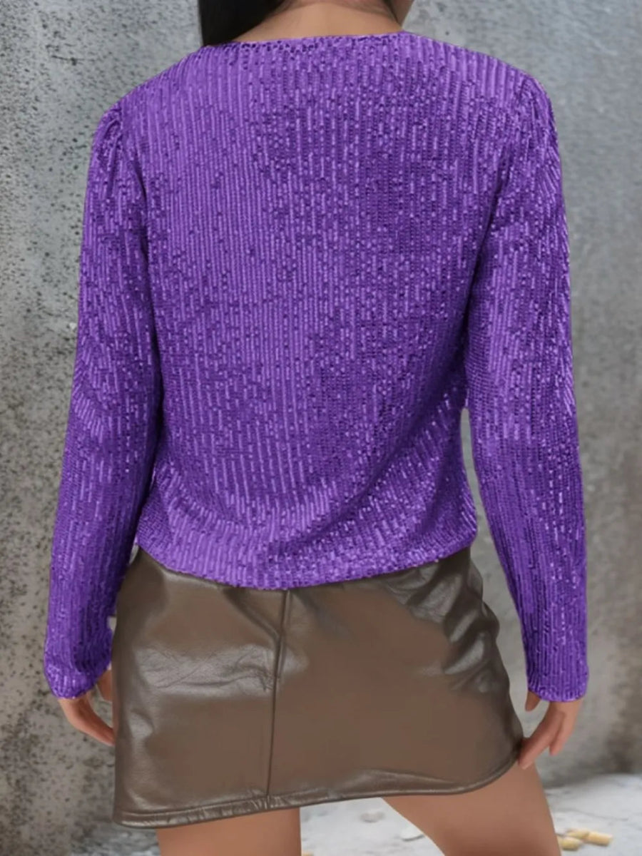Full Size Sequin Open Front Cropped Jacket - Easy Pickins Store