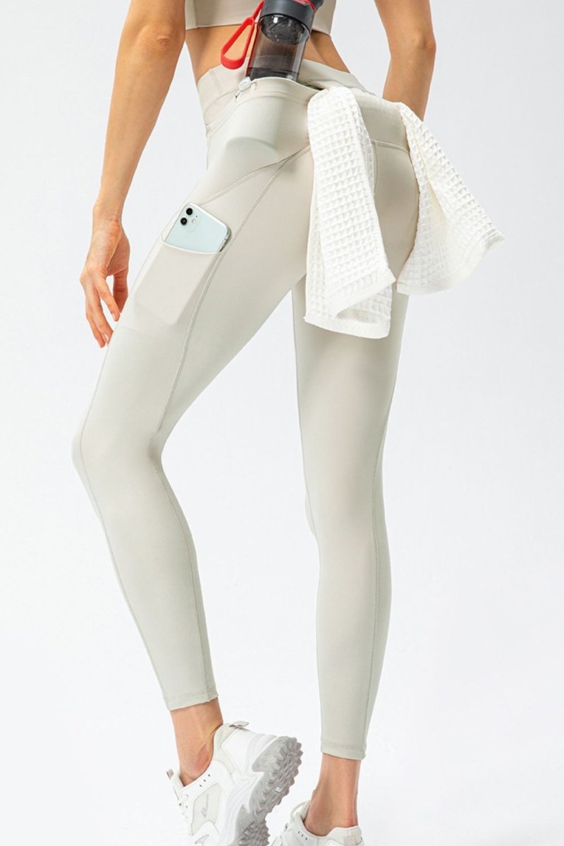 Full Size Slim Fit High Waist Long Sports Pants with Pockets - Easy Pickins Store