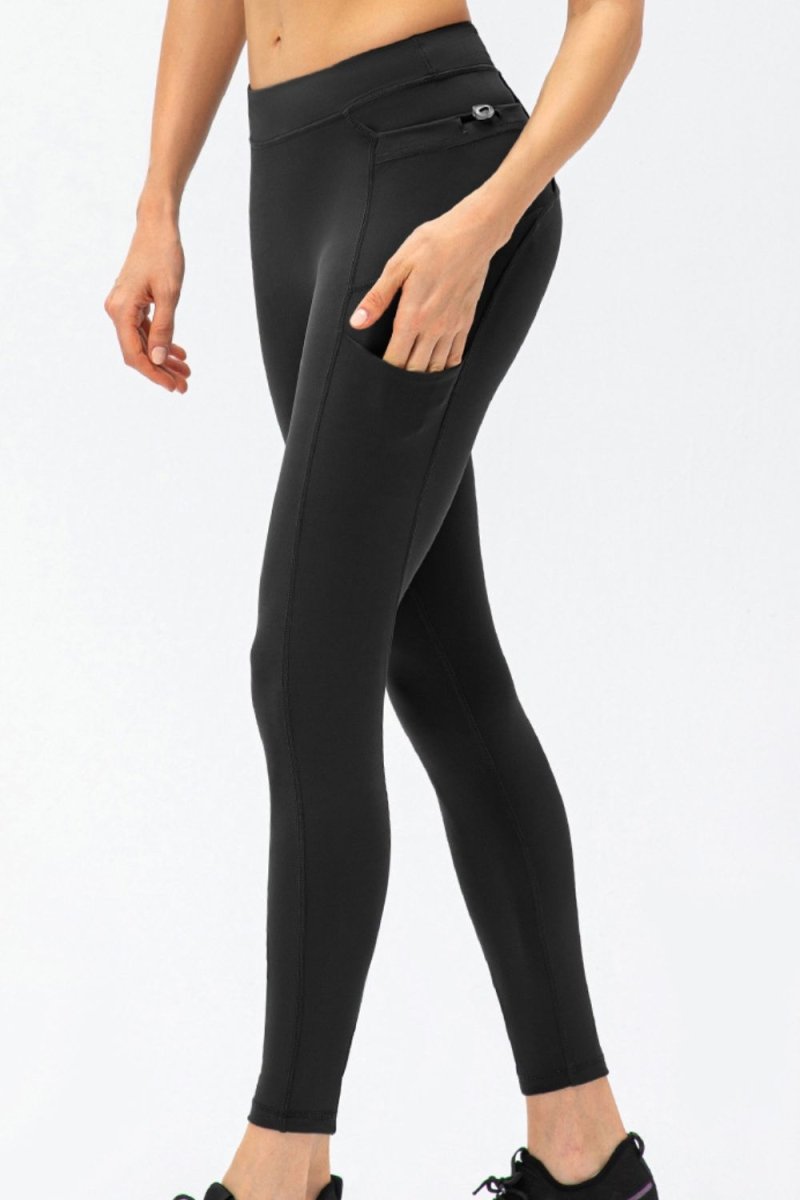 Full Size Slim Fit High Waist Long Sports Pants with Pockets - Easy Pickins Store