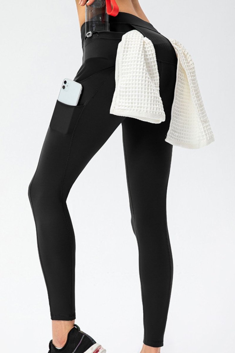 Full Size Slim Fit High Waist Long Sports Pants with Pockets - Easy Pickins Store