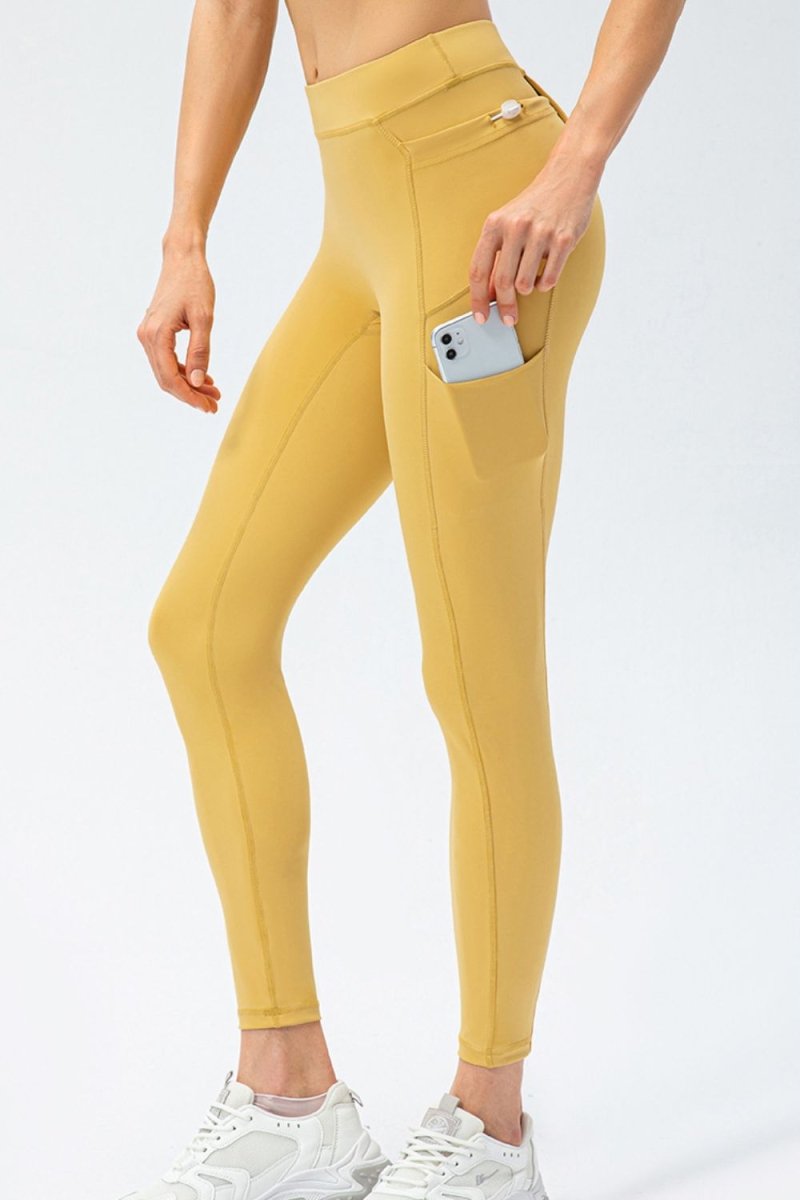 Full Size Slim Fit High Waist Long Sports Pants with Pockets - Easy Pickins Store