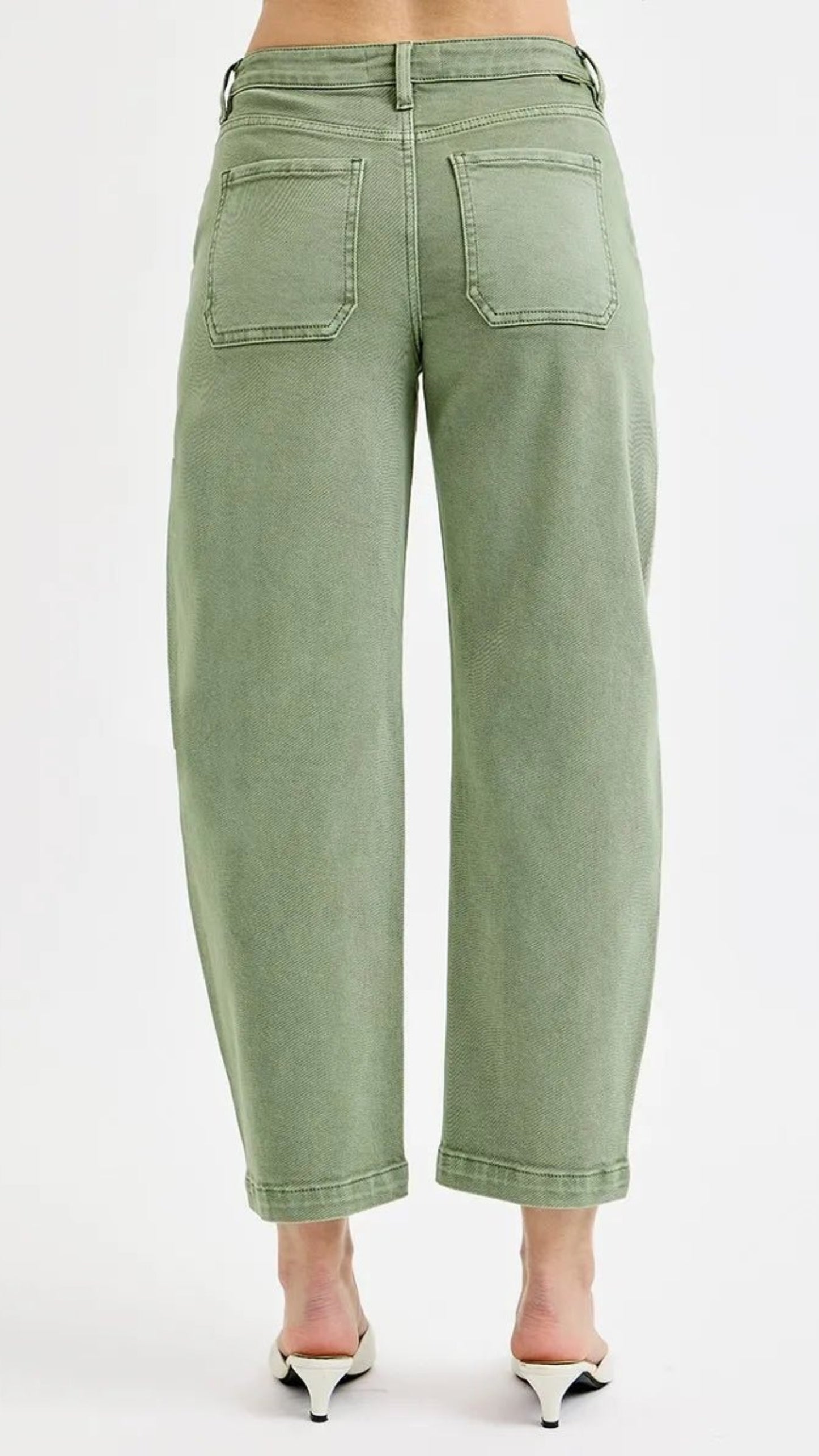 Full Size Tummy Control High Rise Crop Barrel Jeans - Easy Pickins Store