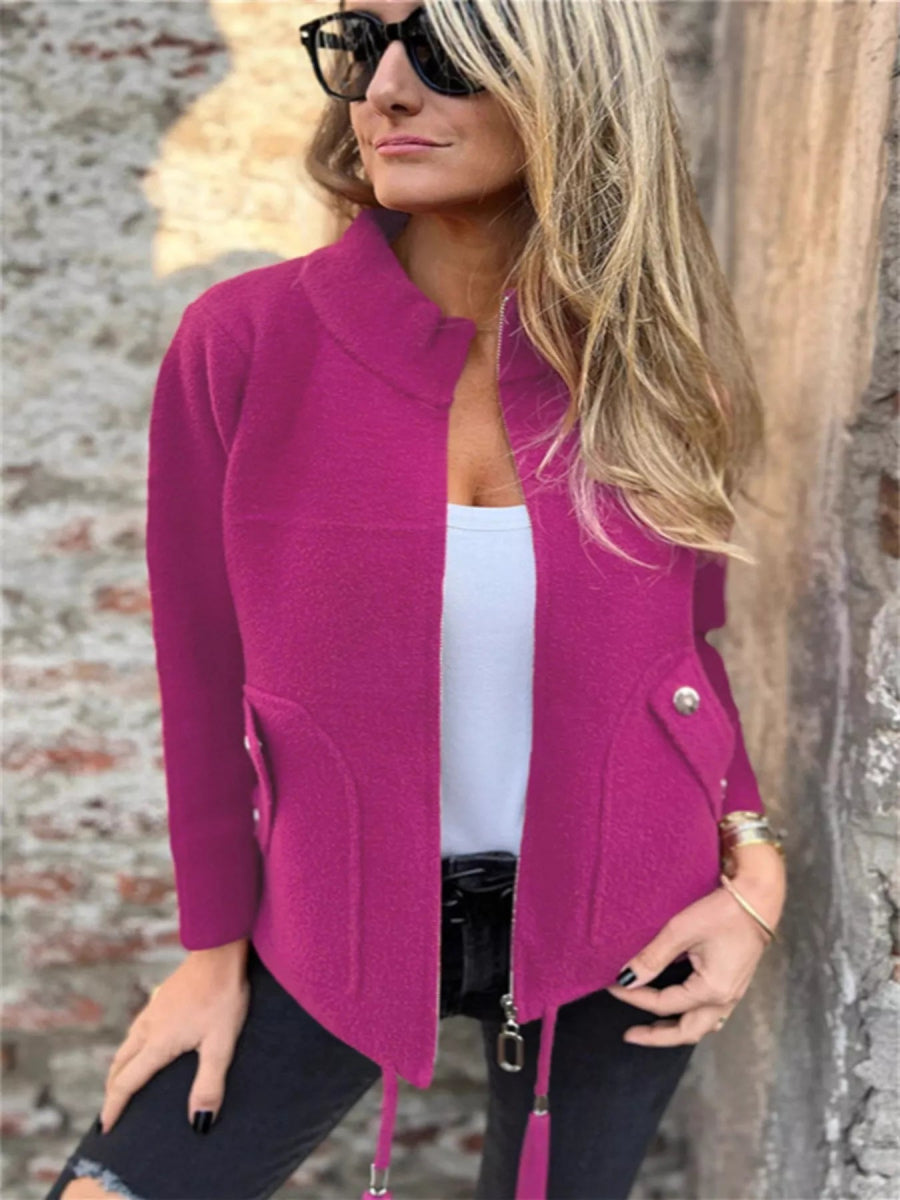 Full Size Zip - Up Long Sleeve Outerwear - Easy Pickins Store
