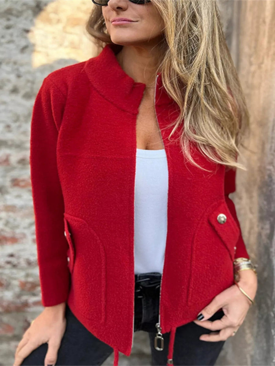 Full Size Zip - Up Long Sleeve Outerwear - Easy Pickins Store