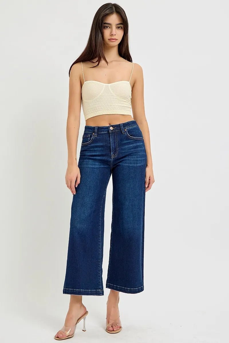 High Rise Fit Cropped Wide Leg Jeans - Easy Pickins Store