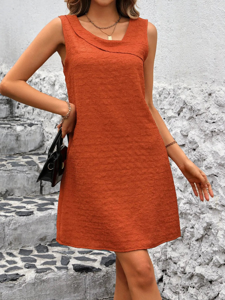 Ivy Lane Asymmetrical Neck Sleeveless Mini Dress - Easy Pickins Store