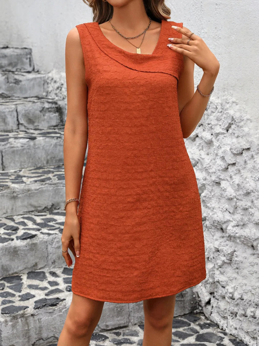 Ivy Lane Asymmetrical Neck Sleeveless Mini Dress - Easy Pickins Store