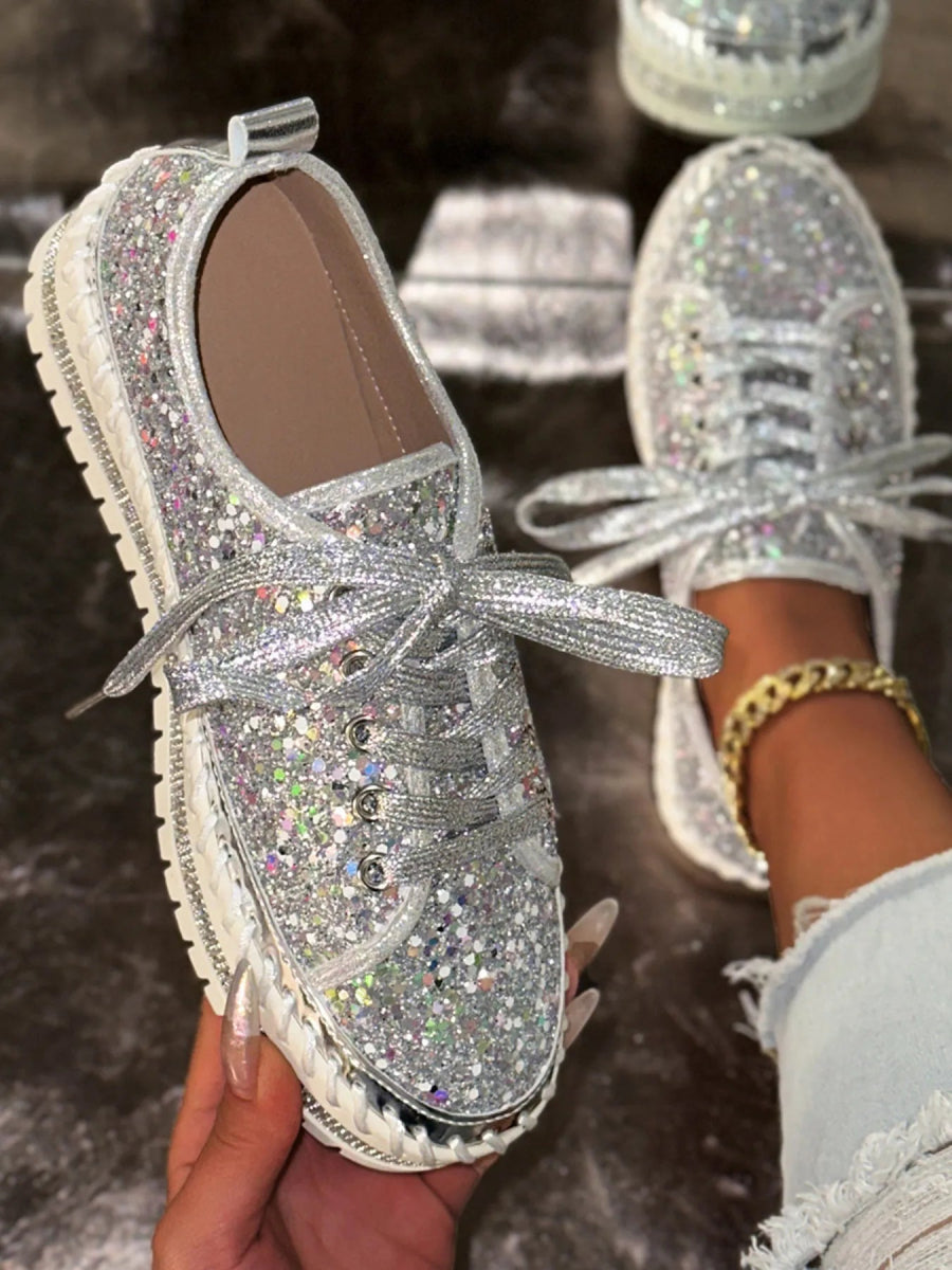 Lace Up Round Toe Platform Sneakers - Easy Pickins Store