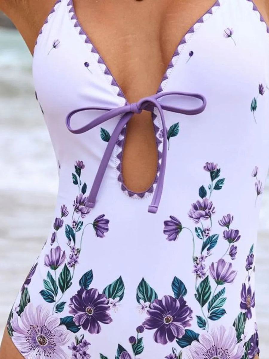 Printed Spaghetti Strap One - Piece Swimwear and Cover Up Swim Set - Easy Pickins Store