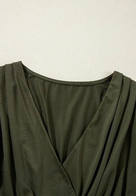 Ruched Surplice Long Sleeve Bodysuit - Easy Pickins Store