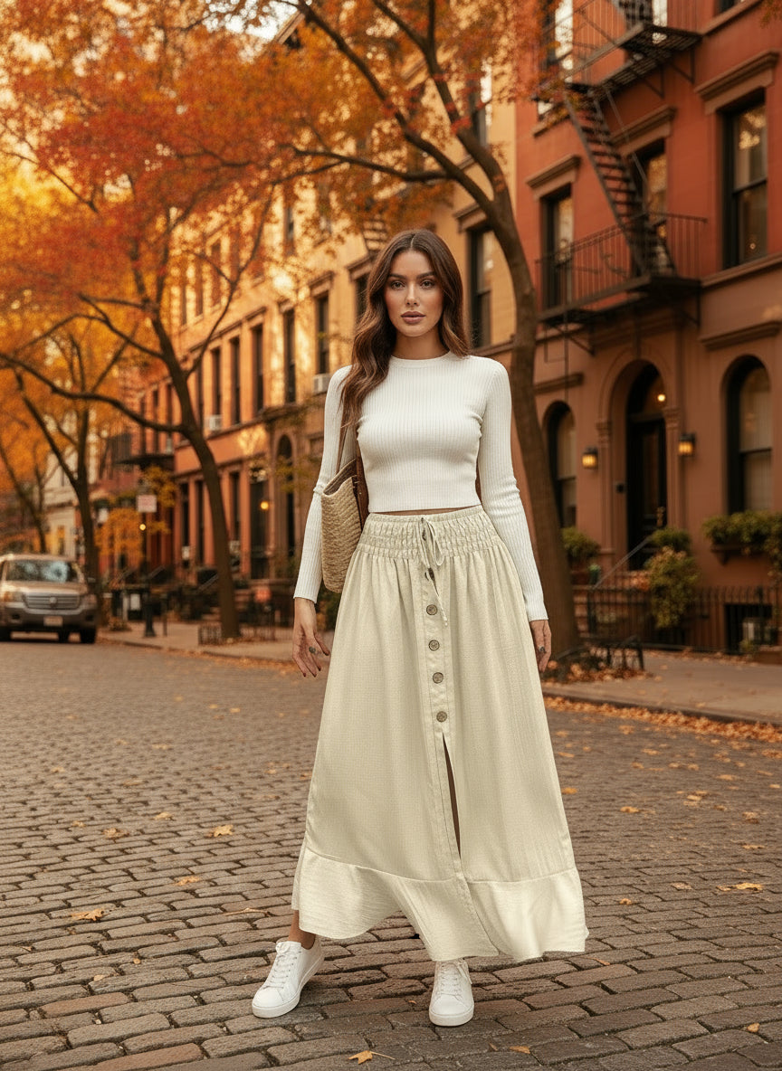 Ruffled Hem Slit Skirt - Easy Pickins Store