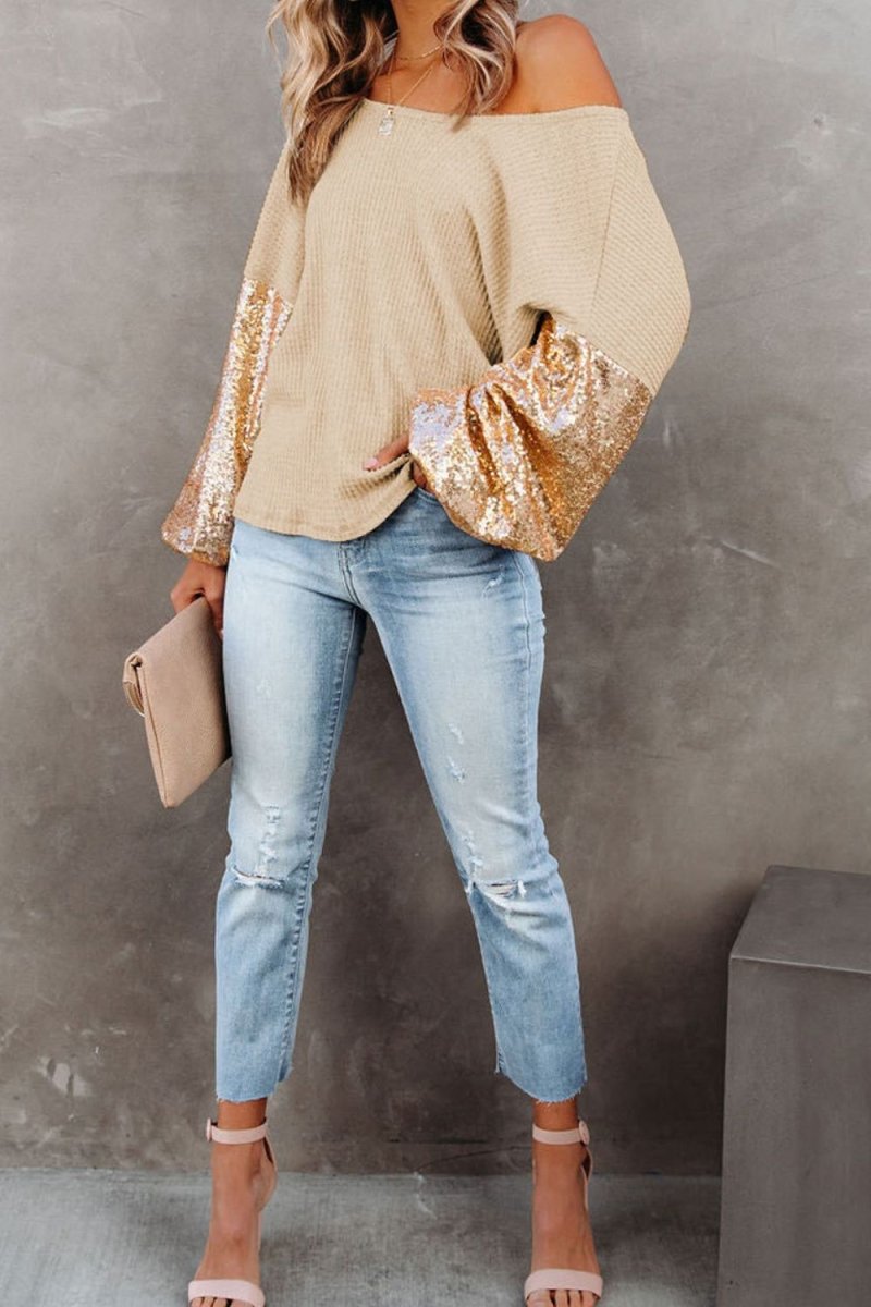Sparkly Sequin Waffle-Knit Top - Easy Pickins Store