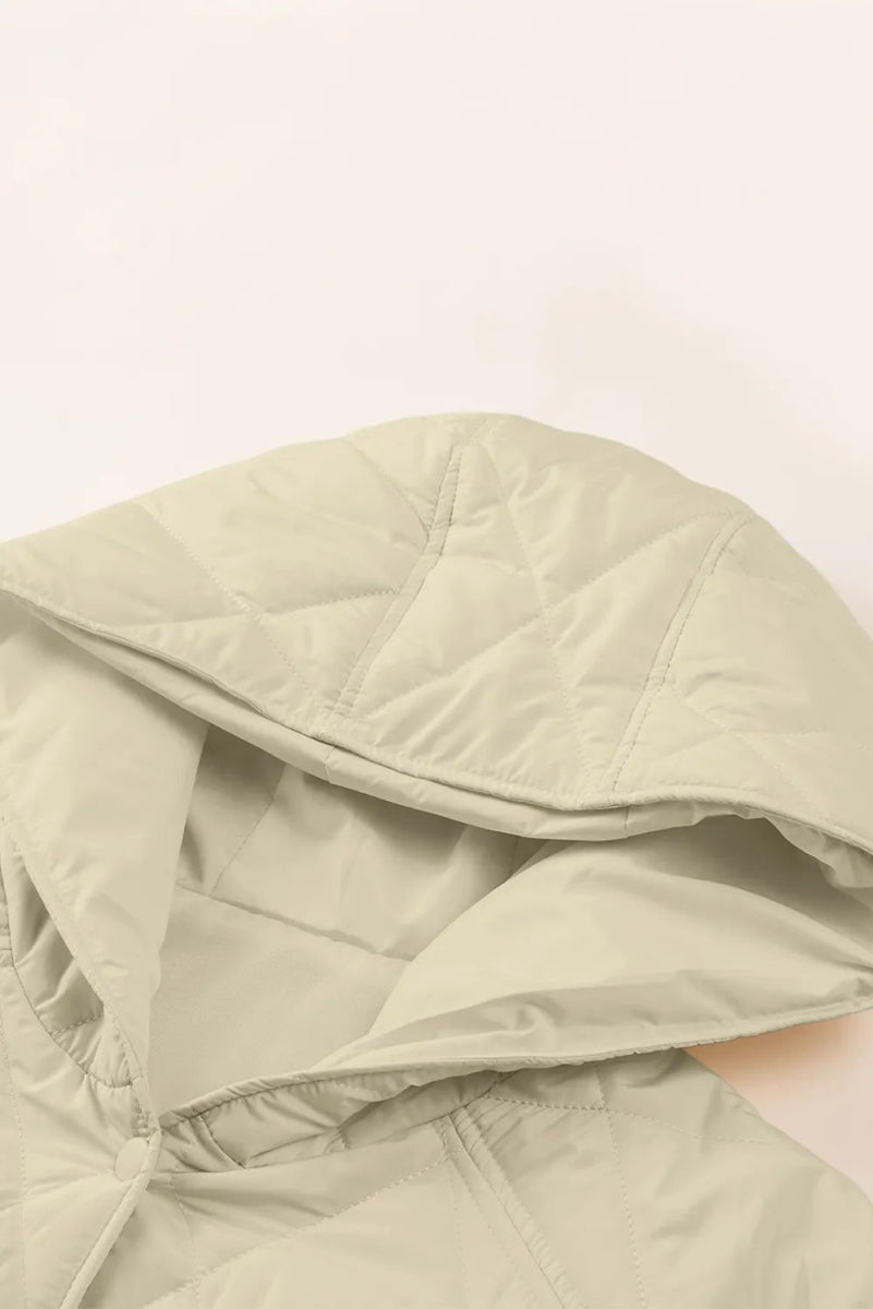 Snap Down Long Sleeve Quilted Winter Coat - Easy Pickins Store
