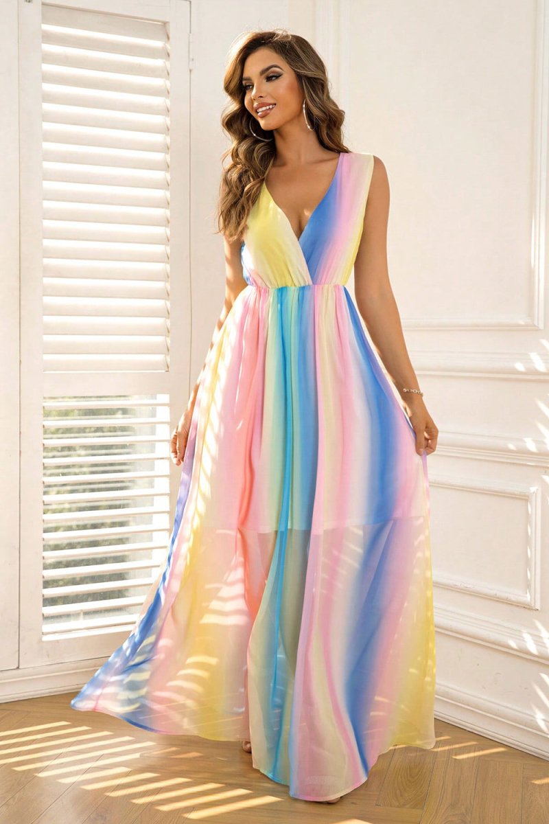 Surplice Neck Sleeveless Maxi Dress - Easy Pickins Store