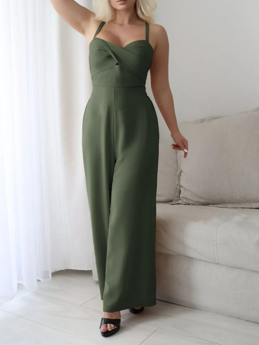 Tie Back Backless Crisscross Jumpsuit - Easy Pickins Store