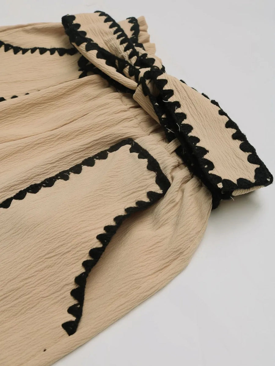 Tied Contrast Trim Shorts - Easy Pickins Store