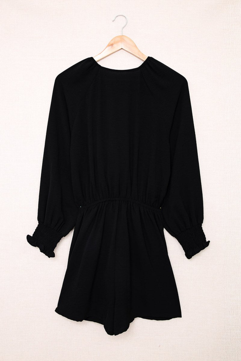 Tied Flounce Sleeve Plunge Romper - Easy Pickins Store