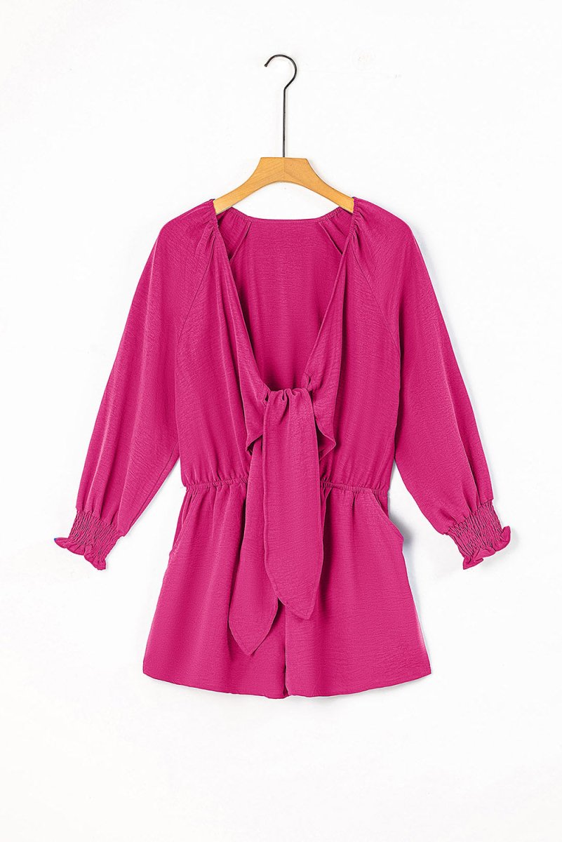 Tied Flounce Sleeve Plunge Romper - Easy Pickins Store
