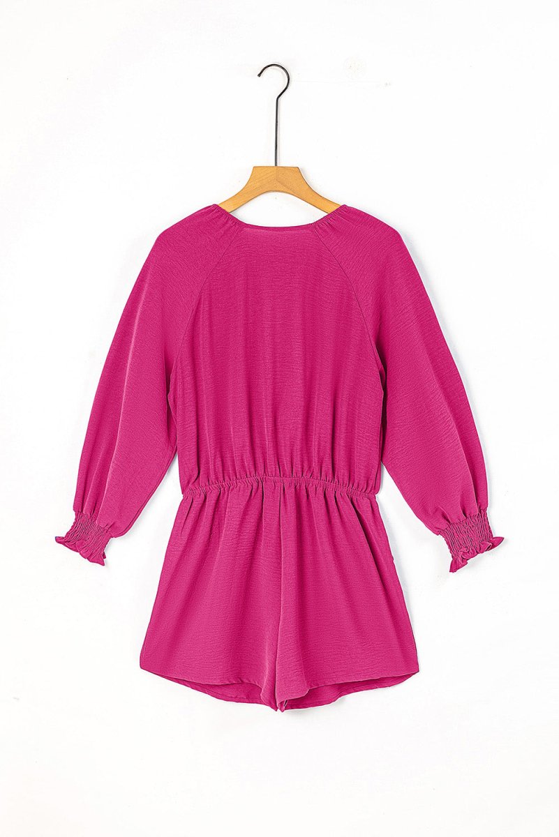 Tied Flounce Sleeve Plunge Romper - Easy Pickins Store