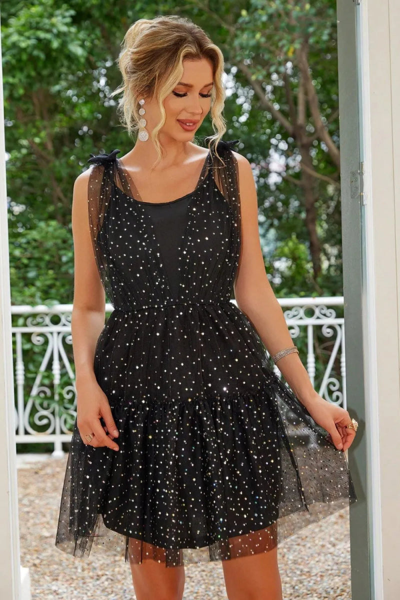 Tied Scoop Neck Mini Cami Dress - Easy Pickins Store