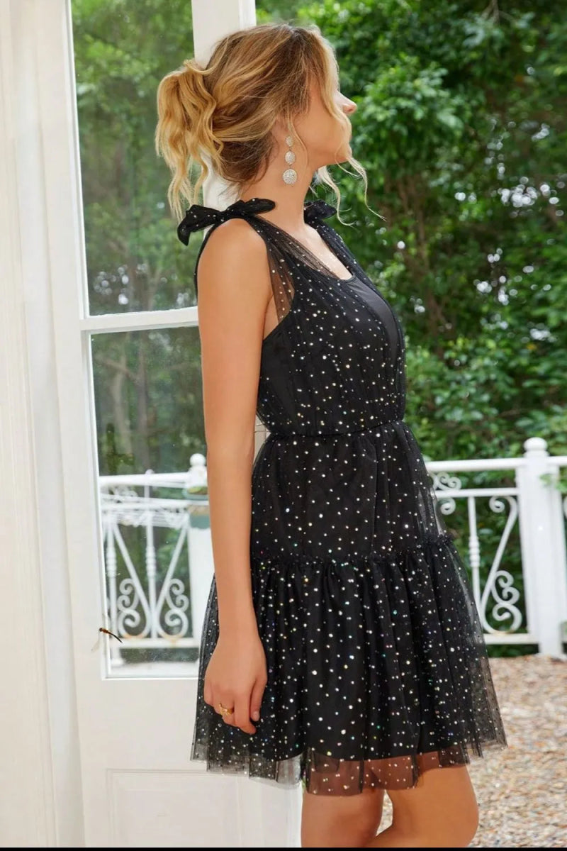 Tied Scoop Neck Mini Cami Dress - Easy Pickins Store