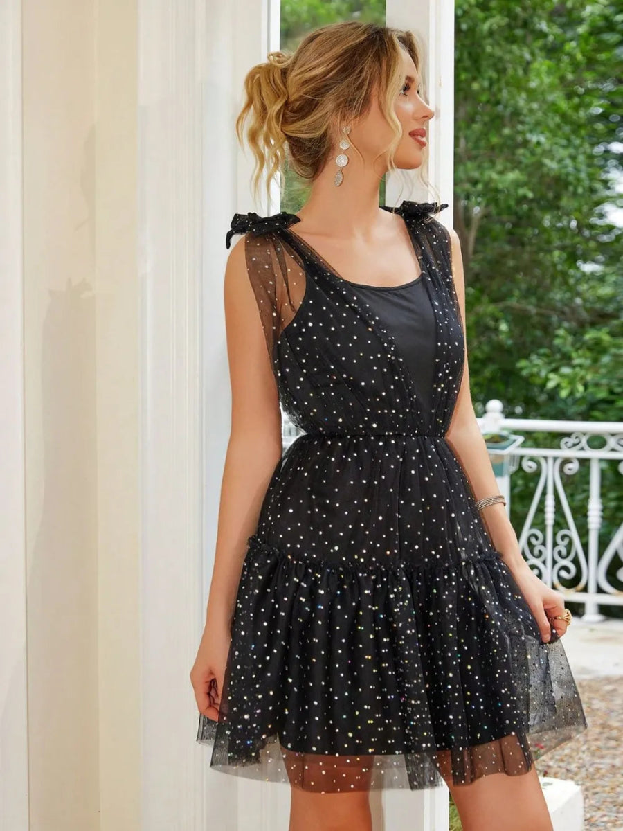 Tied Scoop Neck Mini Cami Dress - Easy Pickins Store
