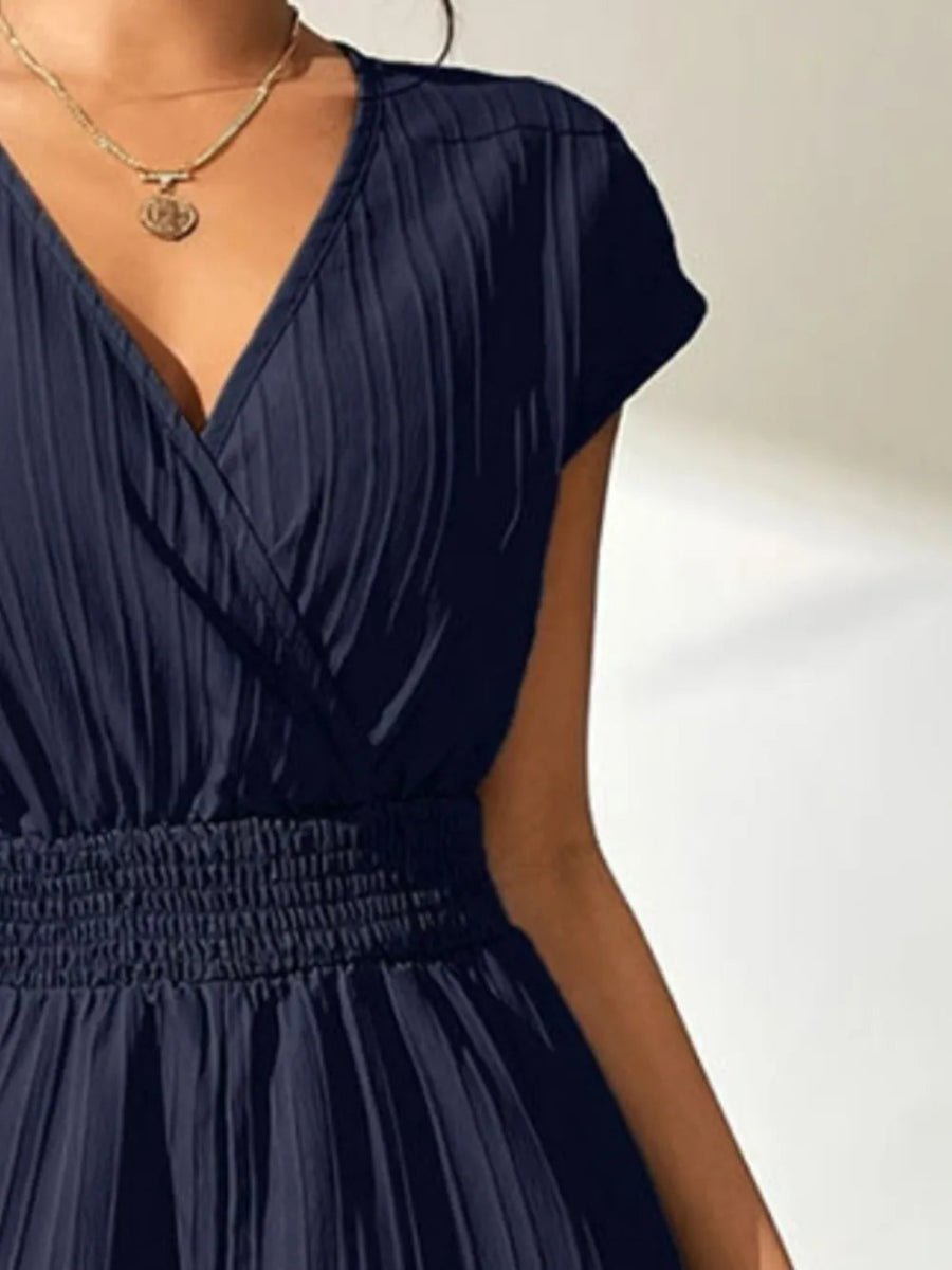 Tied Surplice Short Sleeve Romper - Easy Pickins Store