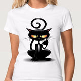 3D Cat Print White Soft T-shirt Short sleeve Round neck - Easy Pickins Store