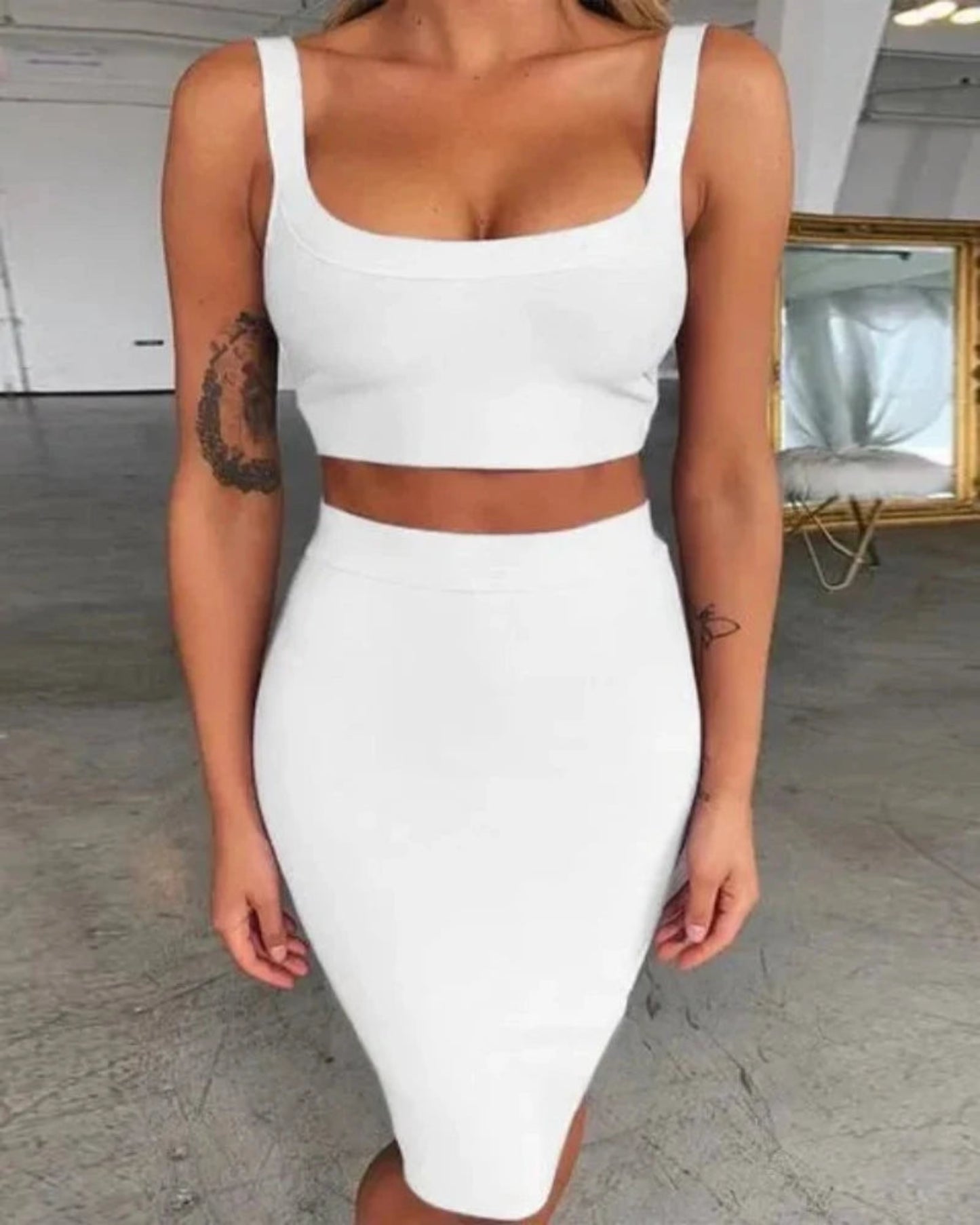 Bandage V-Neckline Sleeveless Dress 2 Piece Set - Easy Pickins Store