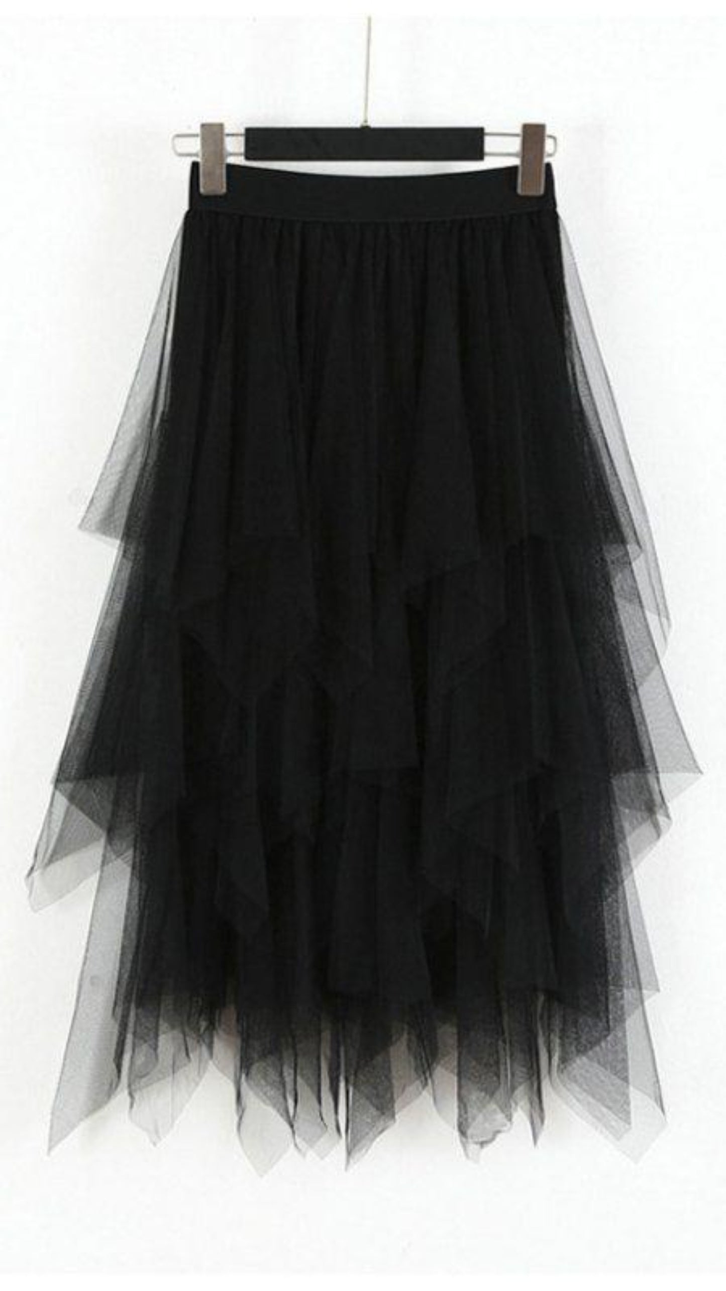 Elastic High Waist Long Tulle Irregular Hem Mesh Tutu Skirt - Easy Pickins Store