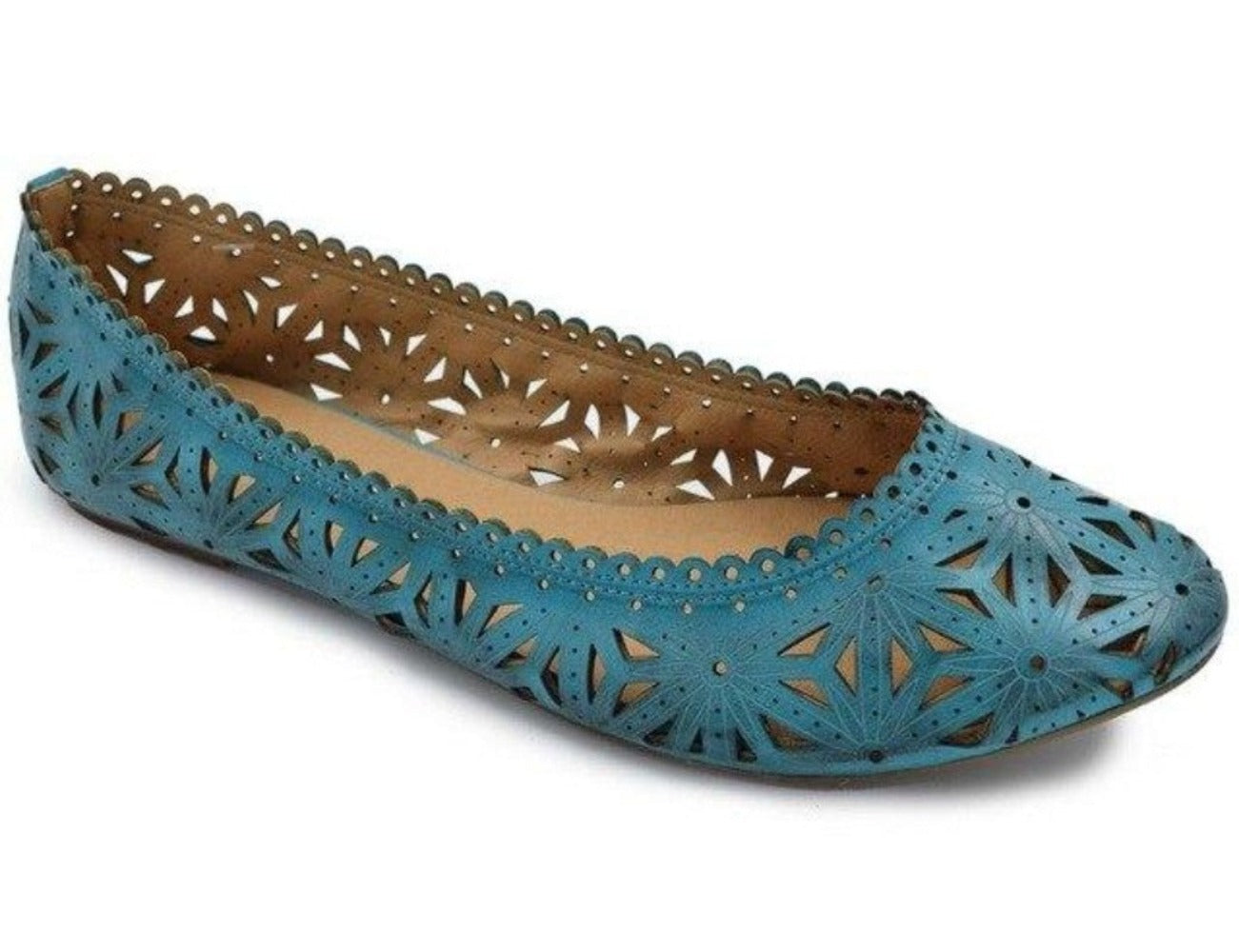 Flower Cut Out Round Toe Slip On Ballerina Flats - Easy Pickins Store