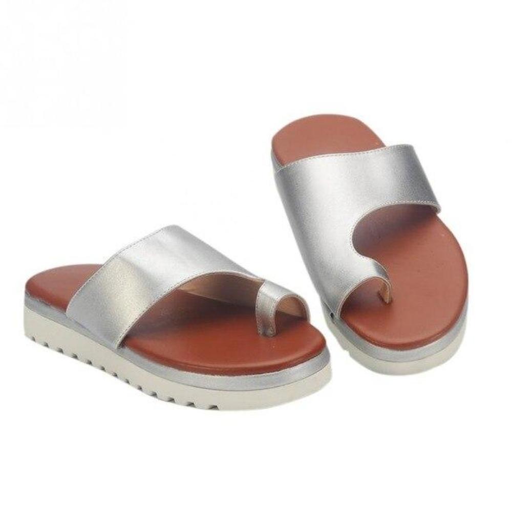 Leather Comfy Platform Flat Sole Soft Big Toe Foot Correction Sandals - Easy Pickins Store