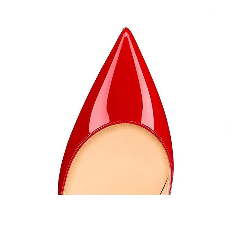 Red Pointed Toe Leather High Thin Heels Pumps | Easy Pickins